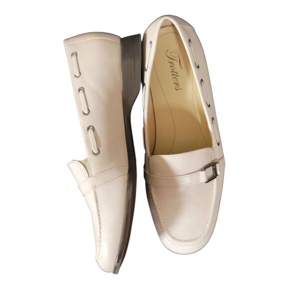 Trotters Women's Loafers Cream Leather Slip On Comfort Shoes Made in Brazil - Picture 4 of 9